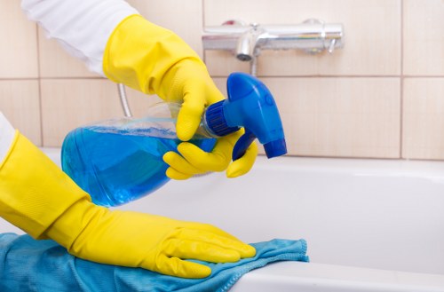 Local cleaning team preparing a rental property for final inspection