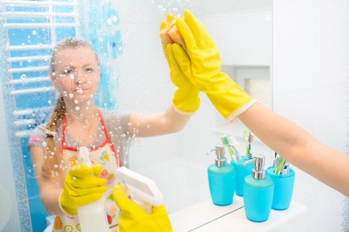 Professional cleaners maintaining a shared office space in Elephant and Castle