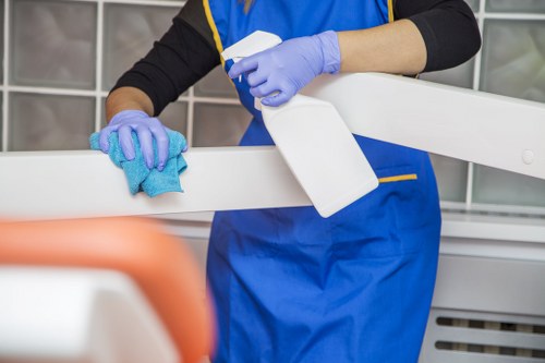 Detailed kitchen cleaning in a new home before moving in